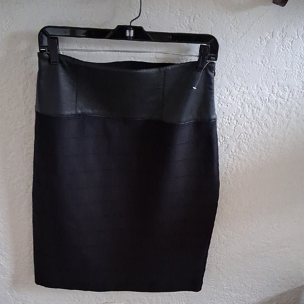 Joseph Black Pencil Skirt Leather Waistband